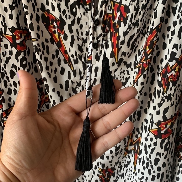 NWT KATE BY LALTRAMODA CAMICI Long Sleeve Lightning Bolt Oversized Tunic Blouse - Picture 9 of 9